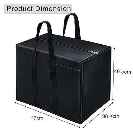 Storite 2 Pack Nylon 85 L Moisture Proof Multi-Purpose Underbed Storage Bag/Clothing Storage Organiser/Toy Storage/Stationery Paper Storage Bag with Zipper and Strong Handle (Black,57x36.8 x40.5 cm)