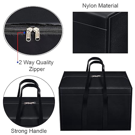 Storite 2 Pack Nylon 85 L Moisture Proof Multi-Purpose Underbed Storage Bag/Clothing Storage Organiser/Toy Storage/Stationery Paper Storage Bag with Zipper and Strong Handle (Black,57x36.8 x40.5 cm)